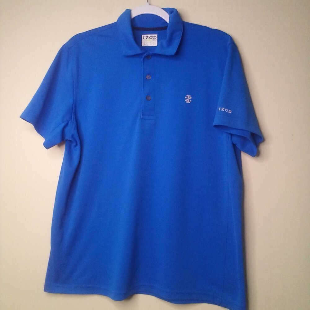 Izod Golf Polo Shirt Men M Short Sleeve Active Athletic Blue